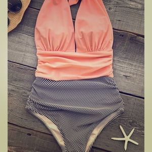 Ruched Waist Halter Swimsuit